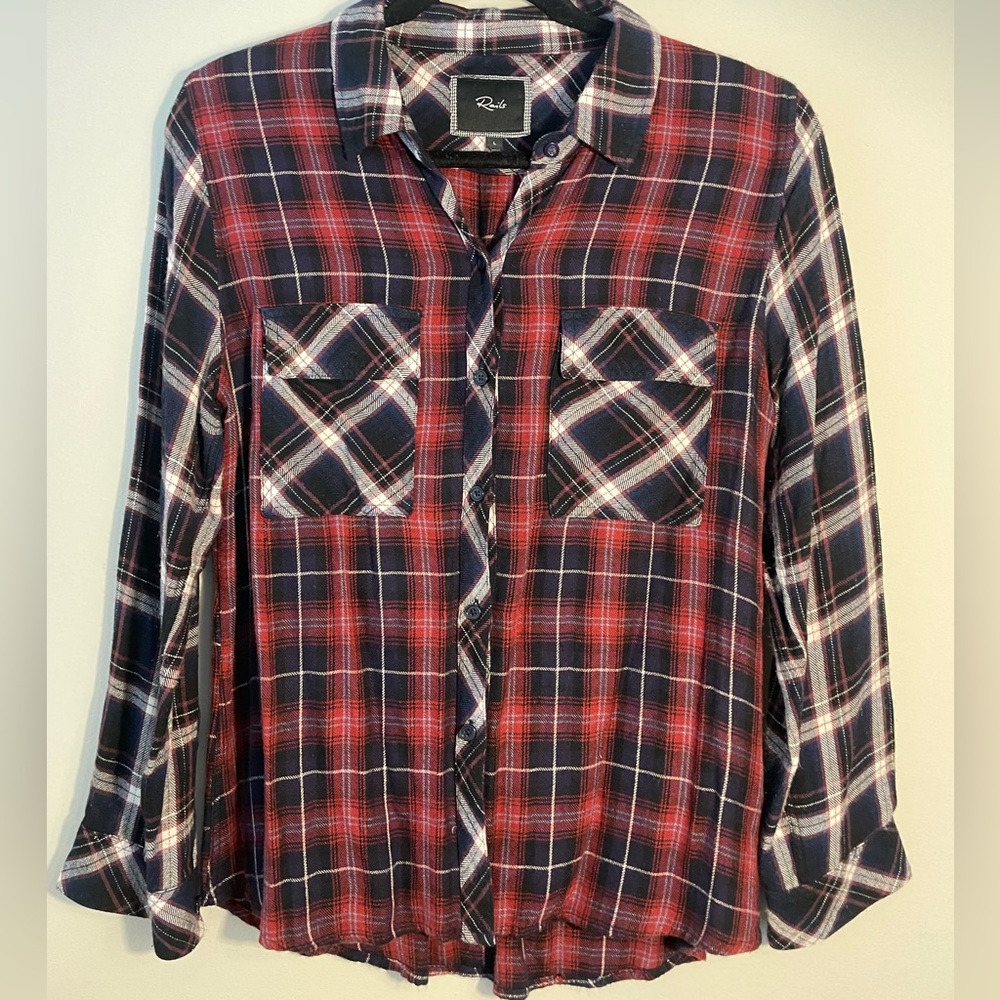 Rails Flannel Red Navy White Size L - image 3